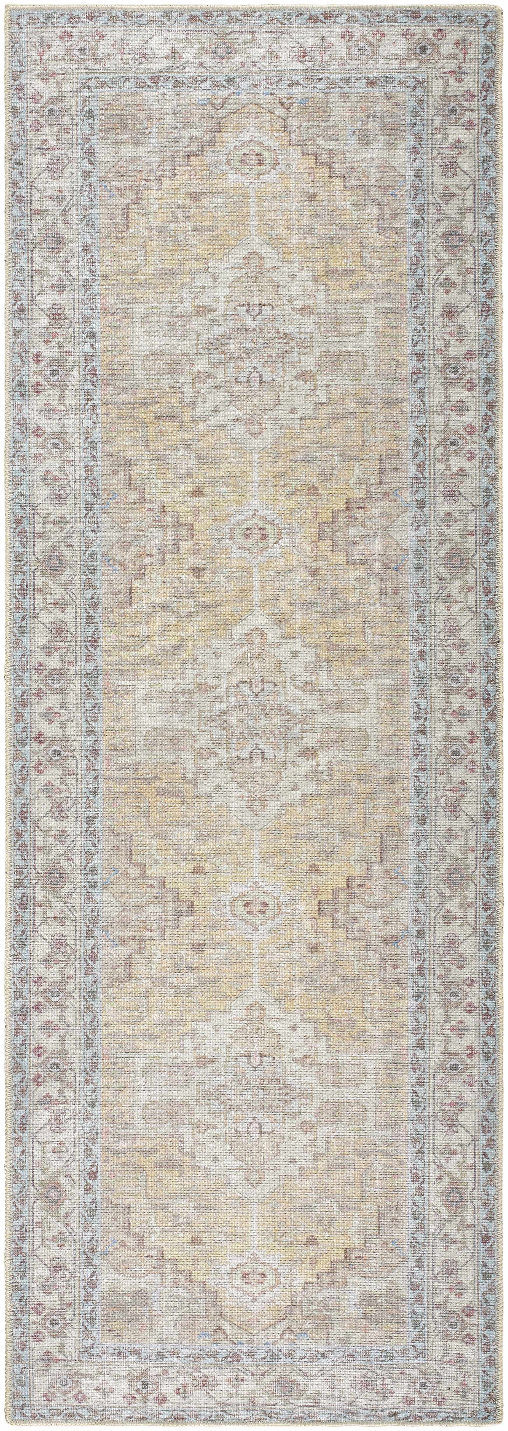 Reza Mustard Washable Rug - Clearance by Boutique Rugs