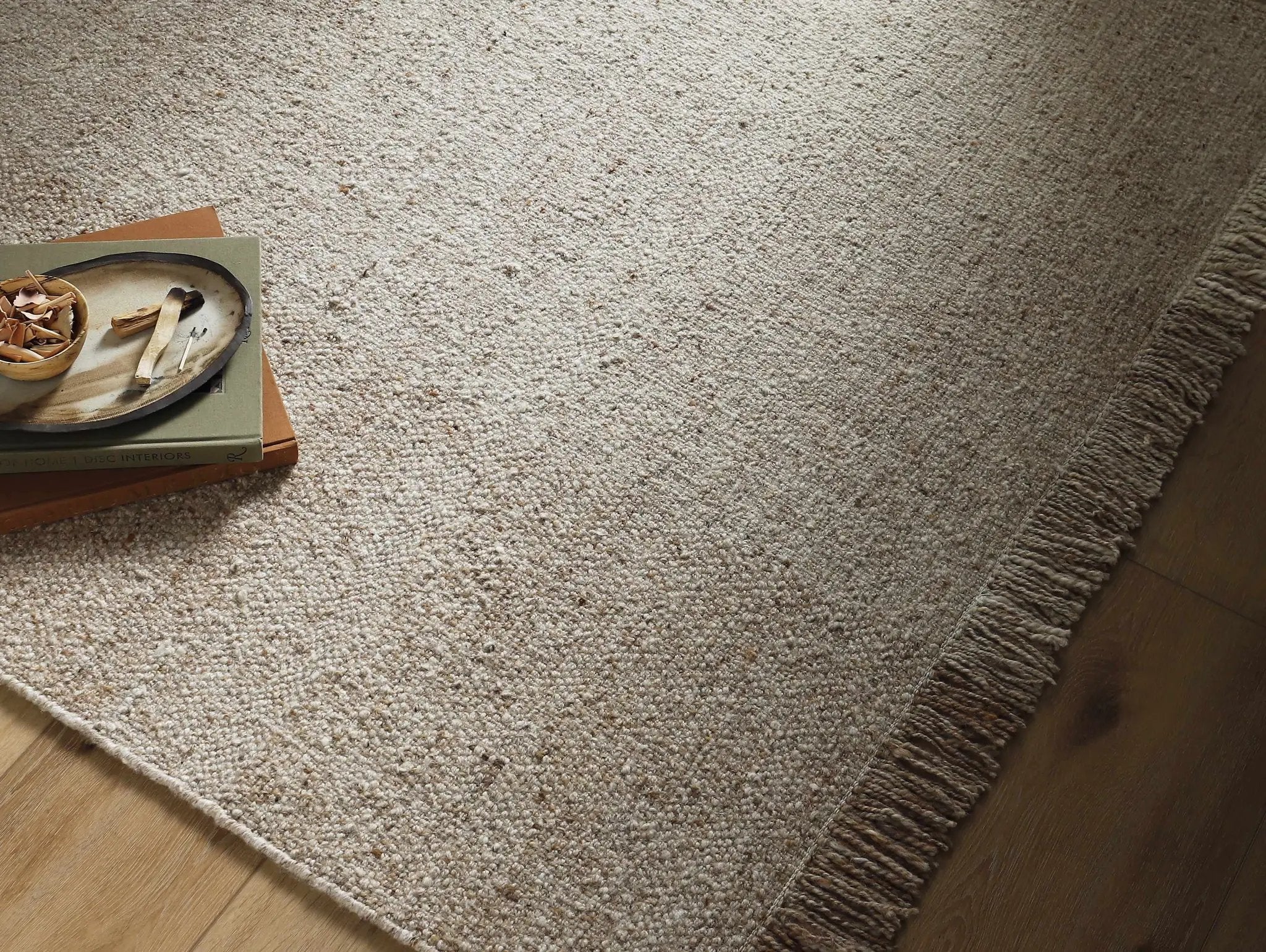 Penha Beige Monochrome Wool Area Rug - Clearance by Boutique Rugs