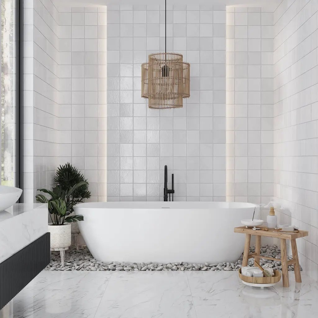 White 5x5 Glossy Subway Ceramic Tile (57 pack, 10.76 sq ft/case) by Apollo Tile