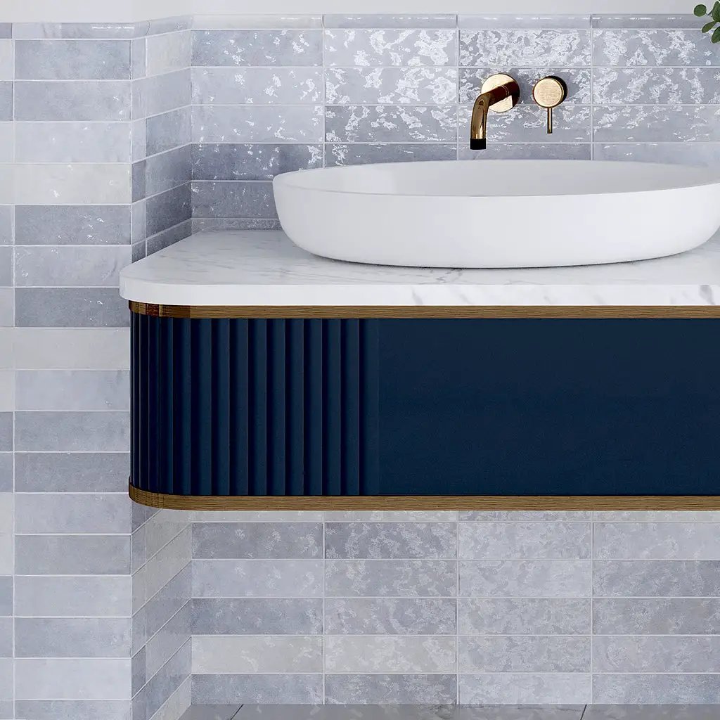 Lavanda Blue 2.58 in. x 8 in. Polished Ceramic Subway Tile (5.38 sq ft/case) by Apollo Tile