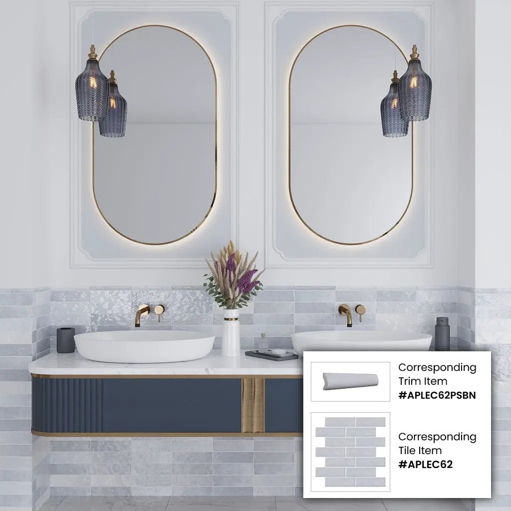 Icy Lilac 1x8 Glossy Ceramic Bullnose Tile Trim (10 pack, 0.556 sq ft/case) by Apollo Tile