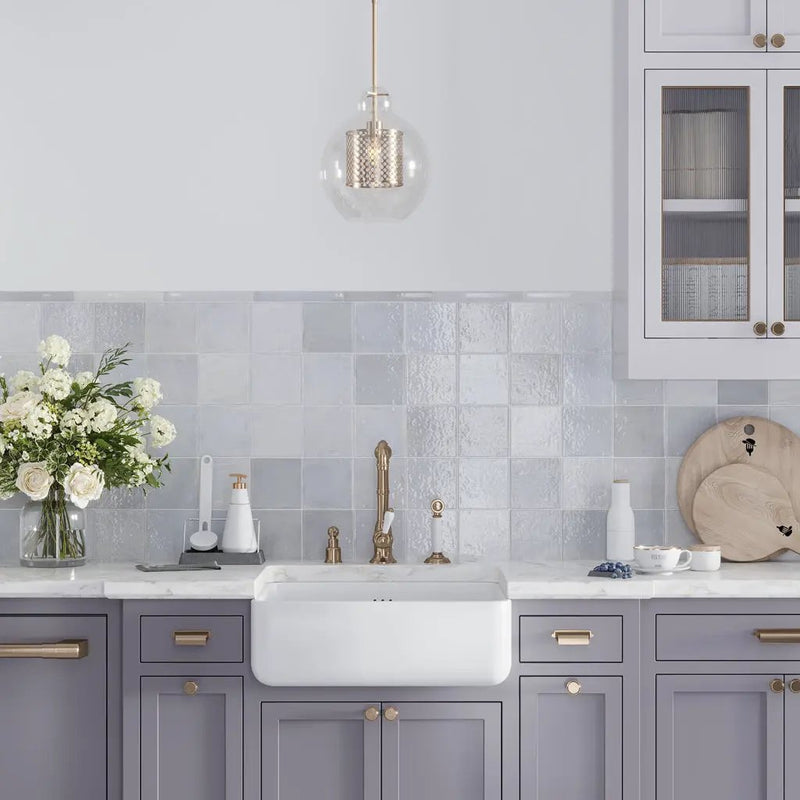 Icy Lilac 1x8 Glossy Ceramic Bullnose Tile Trim (10 pack, 0.556 sq ft/case) by Apollo Tile