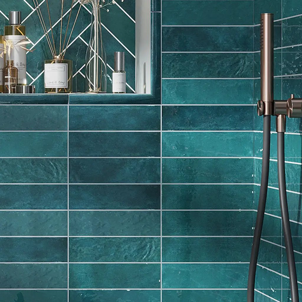 Green 2.58 in. x 8 in. Polished Ceramic Subway Tile (5.38 sq ft/case) by Apollo Tile