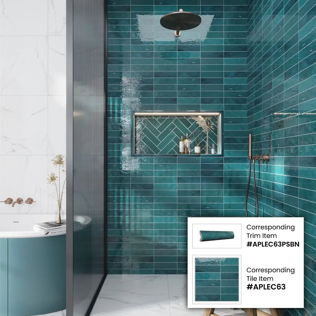 Green 2.58 in. x 8 in. Polished Ceramic Subway Tile (5.38 sq ft/case) by Apollo Tile