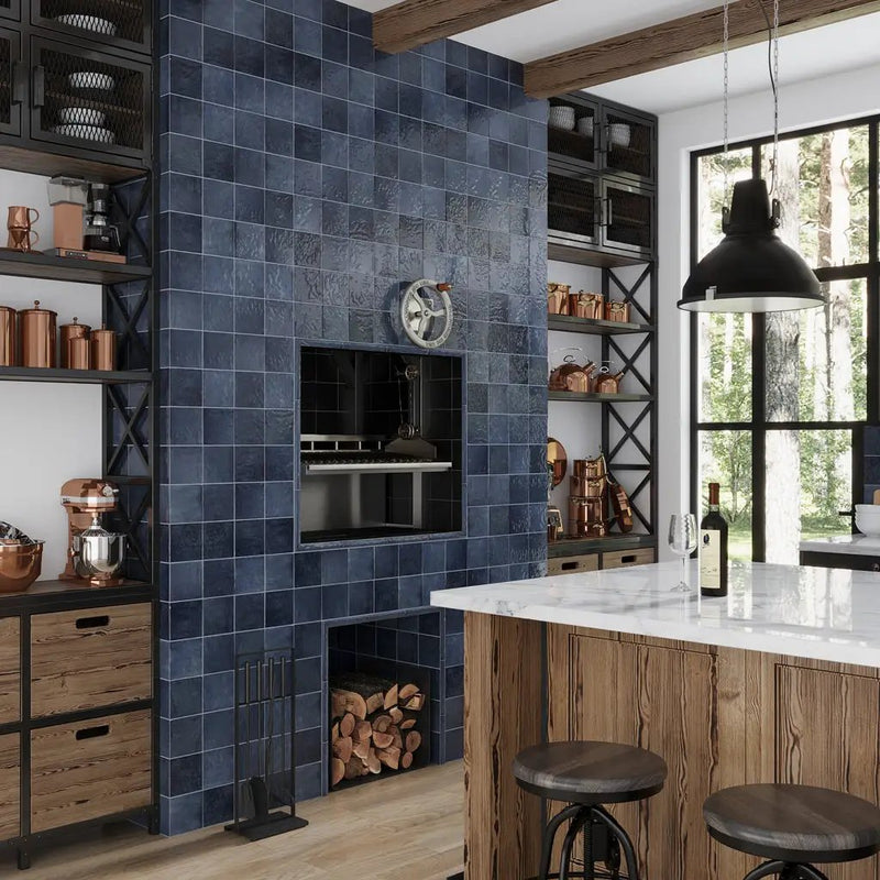 Dark Blue 5x5 Glossy Subway Ceramic Tile (57 pack, 10.76 sq ft/case) by Apollo Tile
