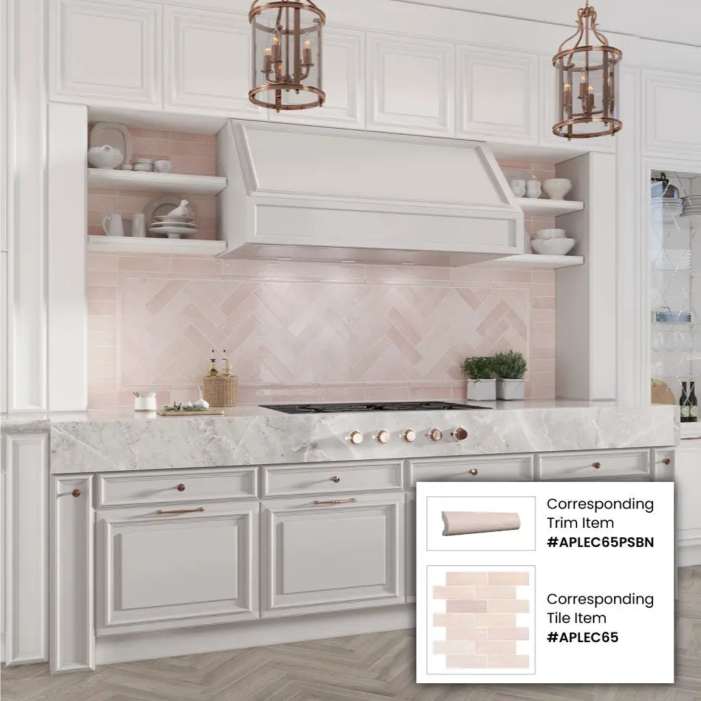 Pink 2.58 in. x 8 in. Polished Ceramic Subway Tile (5.38 sq ft/case) by Apollo Tile
