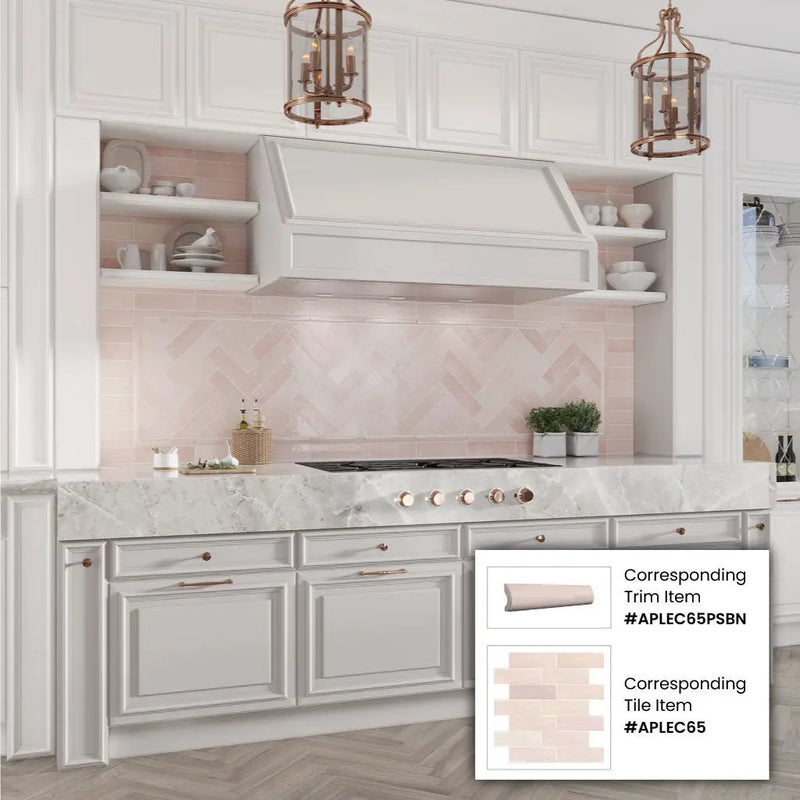 Pink 2.58 in. x 8 in. Polished Ceramic Subway Tile (5.38 sq ft/case) by Apollo Tile