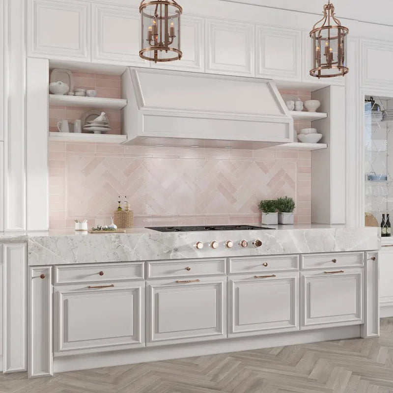 Pink 2.58 in. x 8 in. Polished Ceramic Subway Tile (5.38 sq ft/case) by Apollo Tile