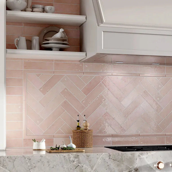 Pink 2.58 in. x 8 in. Polished Ceramic Subway Tile (5.38 sq ft/case)