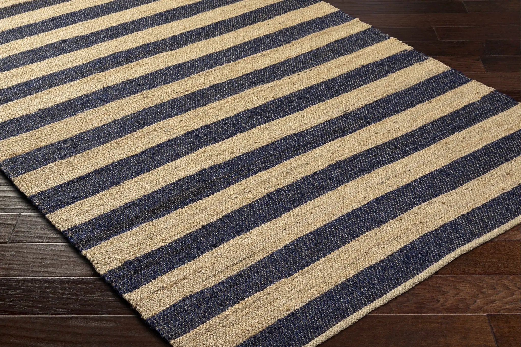 Ilkay Beige & Navy Jute Area Rug - Clearance by Boutique Rugs