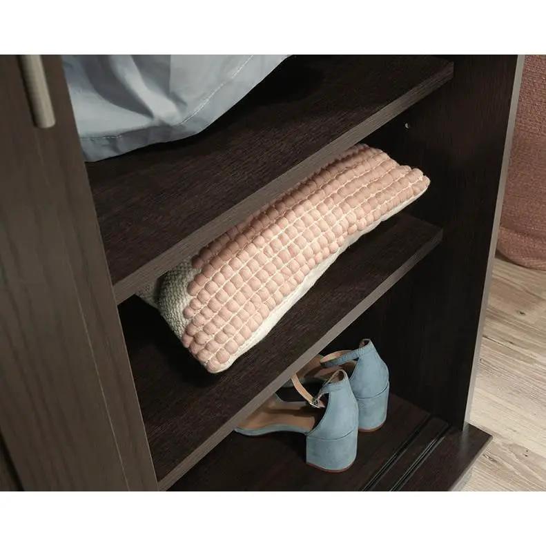FarmHouse Espresso Oak Sliding Doors Garment Rod Wardrobe Armoire by HomePacific