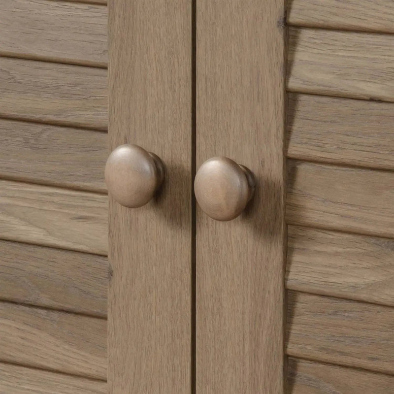 Farmhouse Armoire Storage Cabinet w/ Louver Doors in Light Brown Oak Wood Finish by HomePacific
