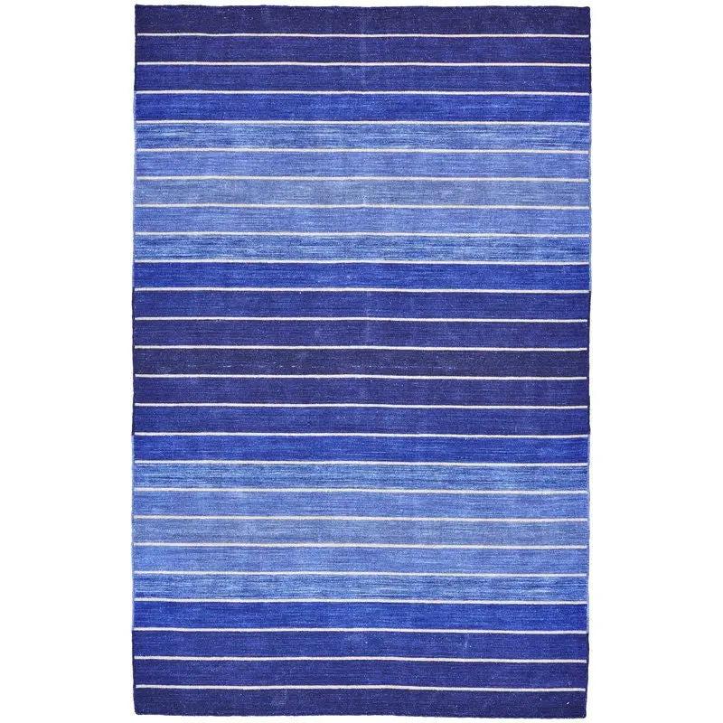 8' x 11' Striped Hand-Tufted Wool/Cotton Blue Area Rug by HomePacific