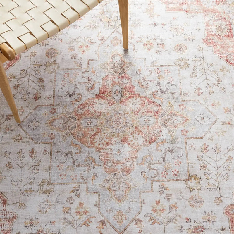 3 ft. x 5 ft. Traditional Persian Style Washable Boho Light Grey Red Area Rug by HomePacific