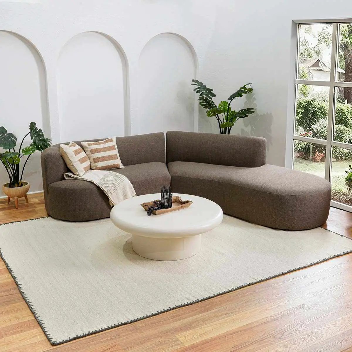 Ayumu Off White Hand Woven Wool Area Rug - Clearance by Boutique Rugs