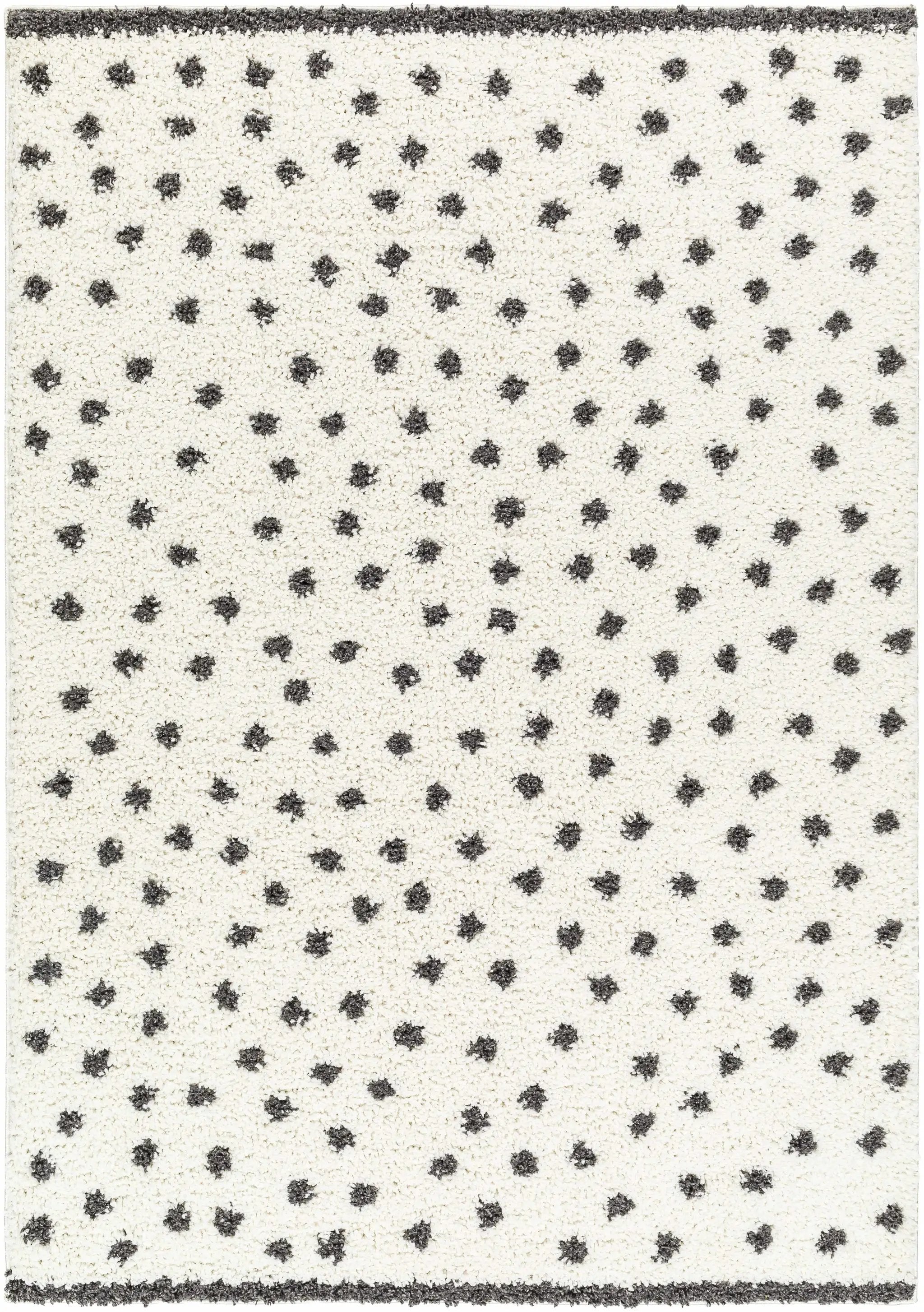 Chaia Dotted Black & White Plush Rug - Clearance by Boutique Rugs