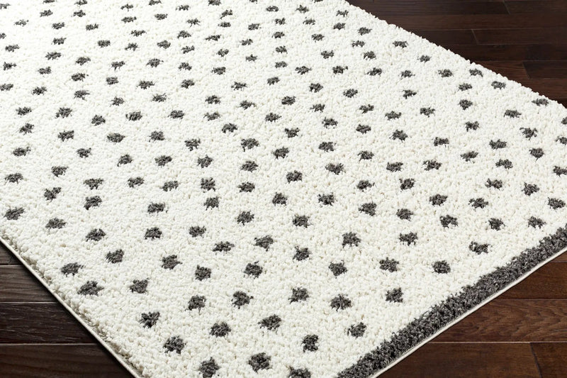 Chaia Dotted Black & White Plush Rug - Clearance by Boutique Rugs