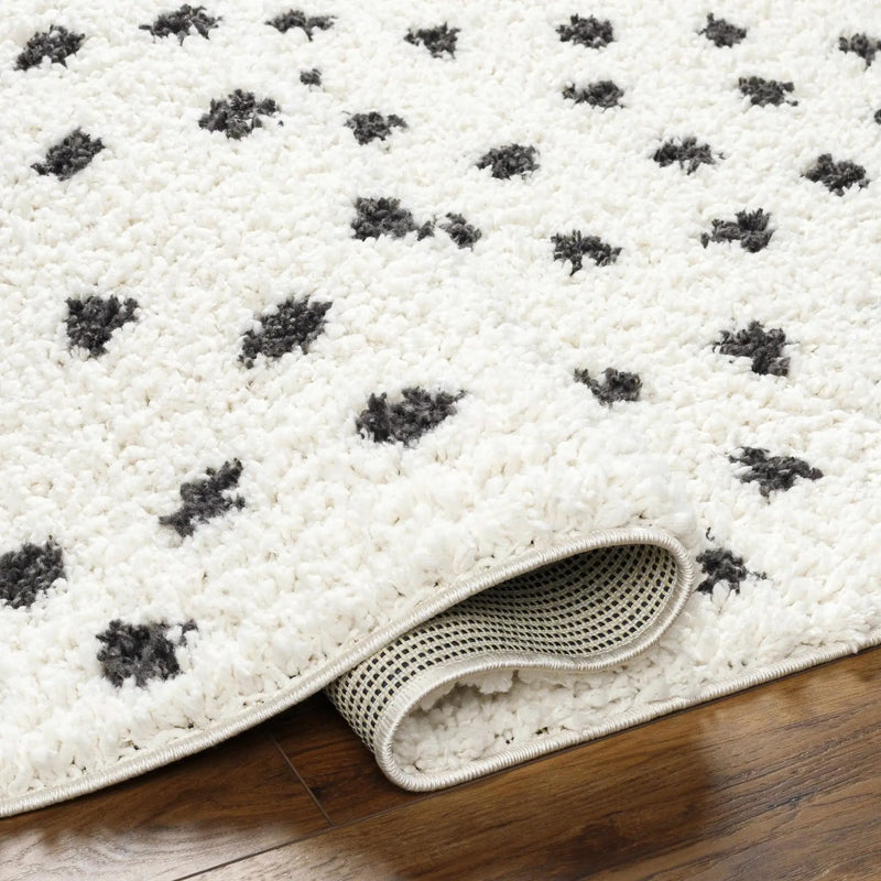 Chaia Dotted Black & White Plush Rug - Clearance by Boutique Rugs
