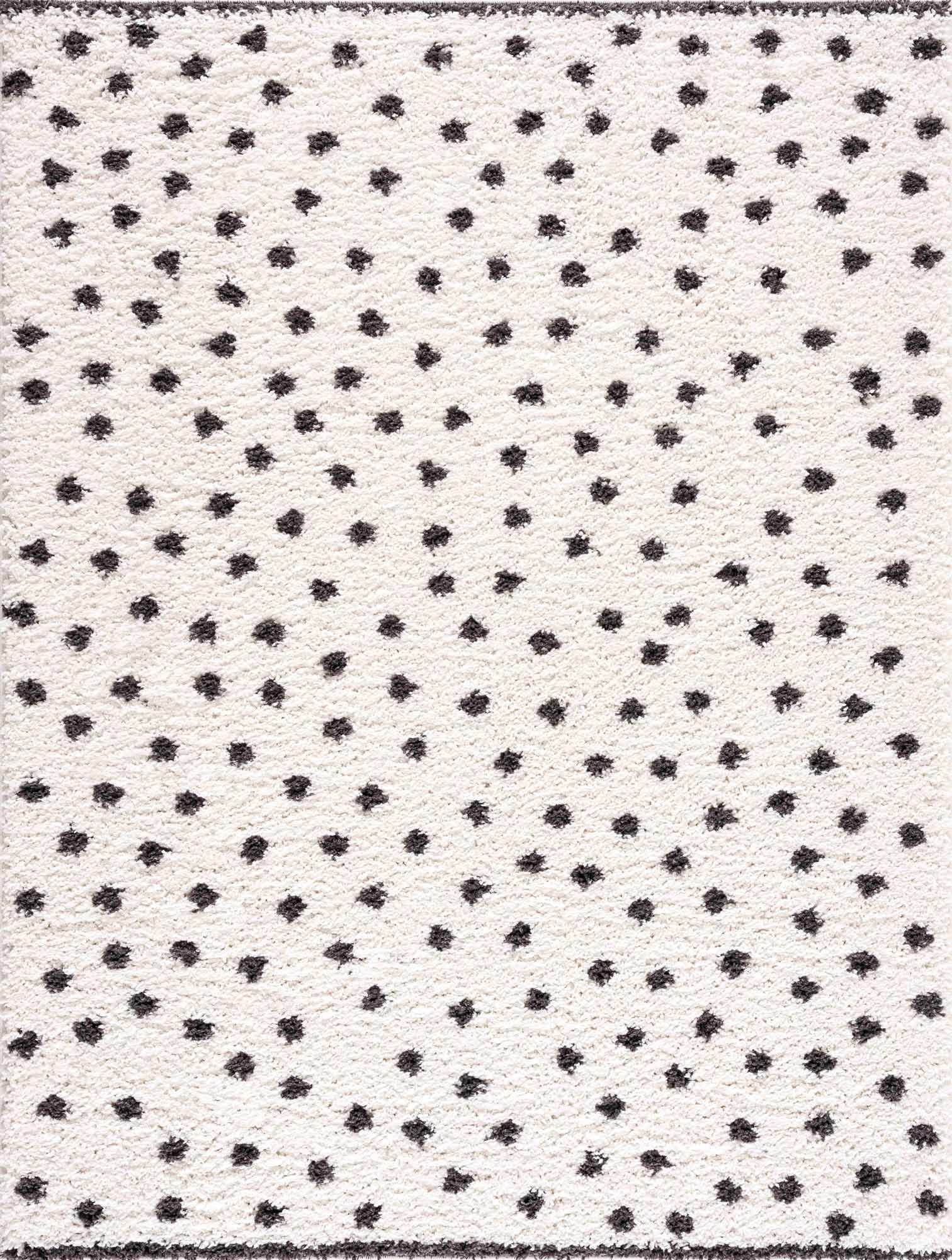 Chaia Dotted Black & White Plush Rug - Clearance by Boutique Rugs