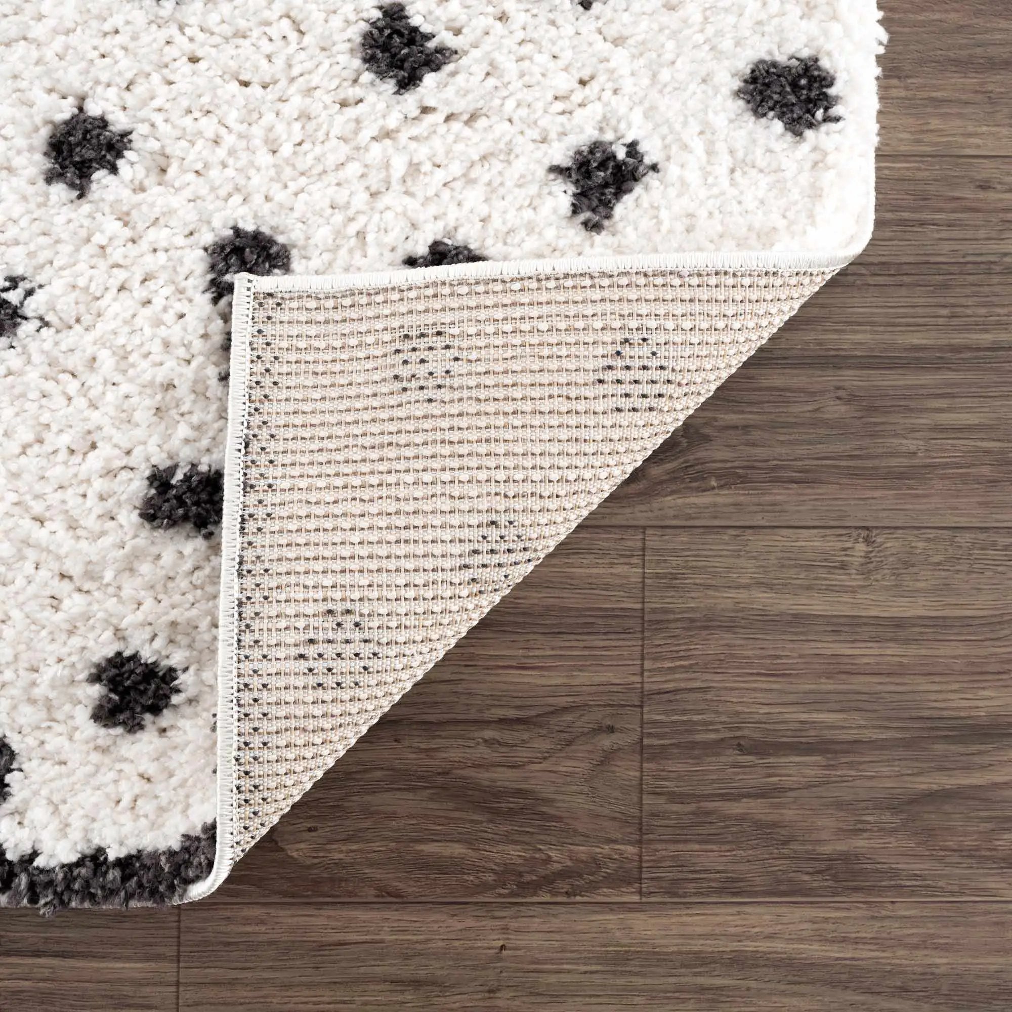 Chaia Dotted Black & White Plush Rug - Clearance by Boutique Rugs