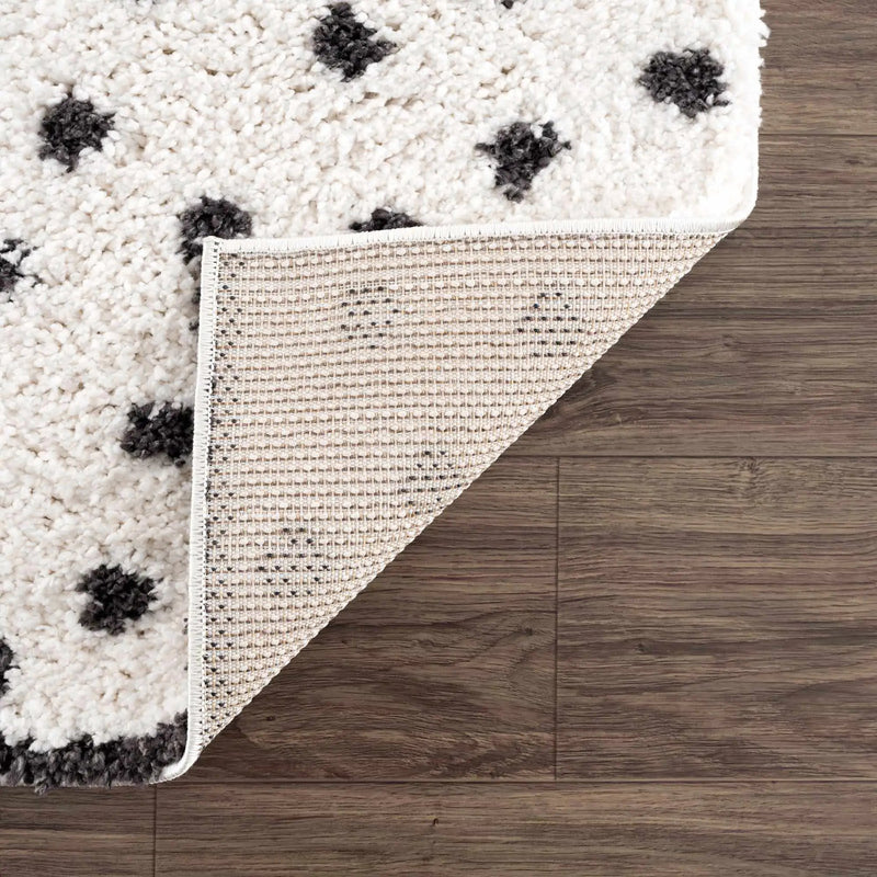 Chaia Dotted Black & White Plush Rug - Clearance by Boutique Rugs