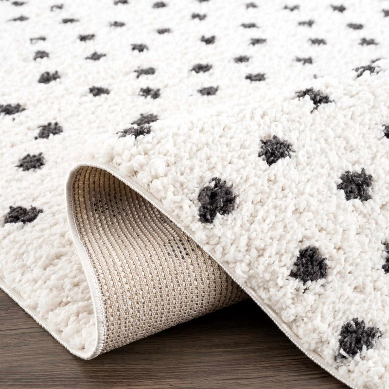 Chaia Dotted Black & White Plush Rug - Clearance by Boutique Rugs