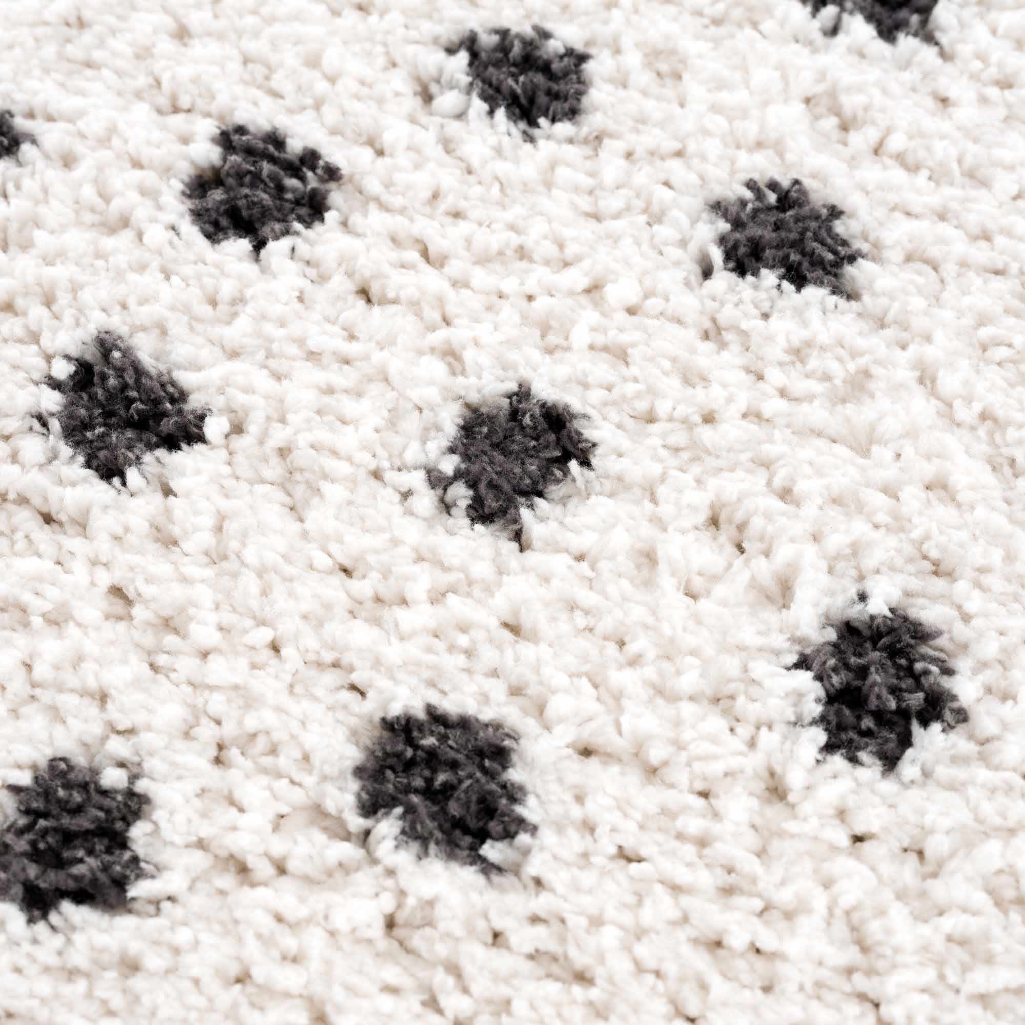 Chaia Dotted Black & White Plush Rug - Clearance by Boutique Rugs