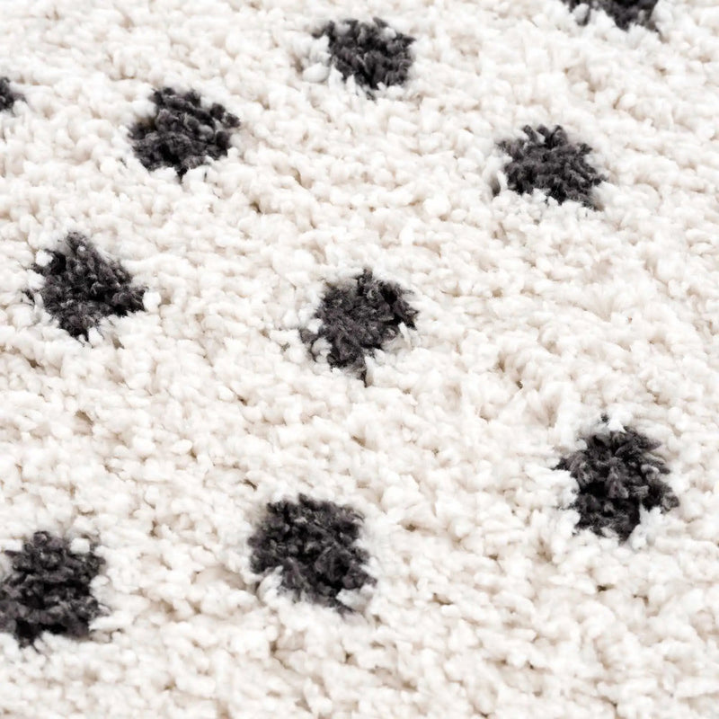 Chaia Dotted Black & White Plush Rug - Clearance by Boutique Rugs