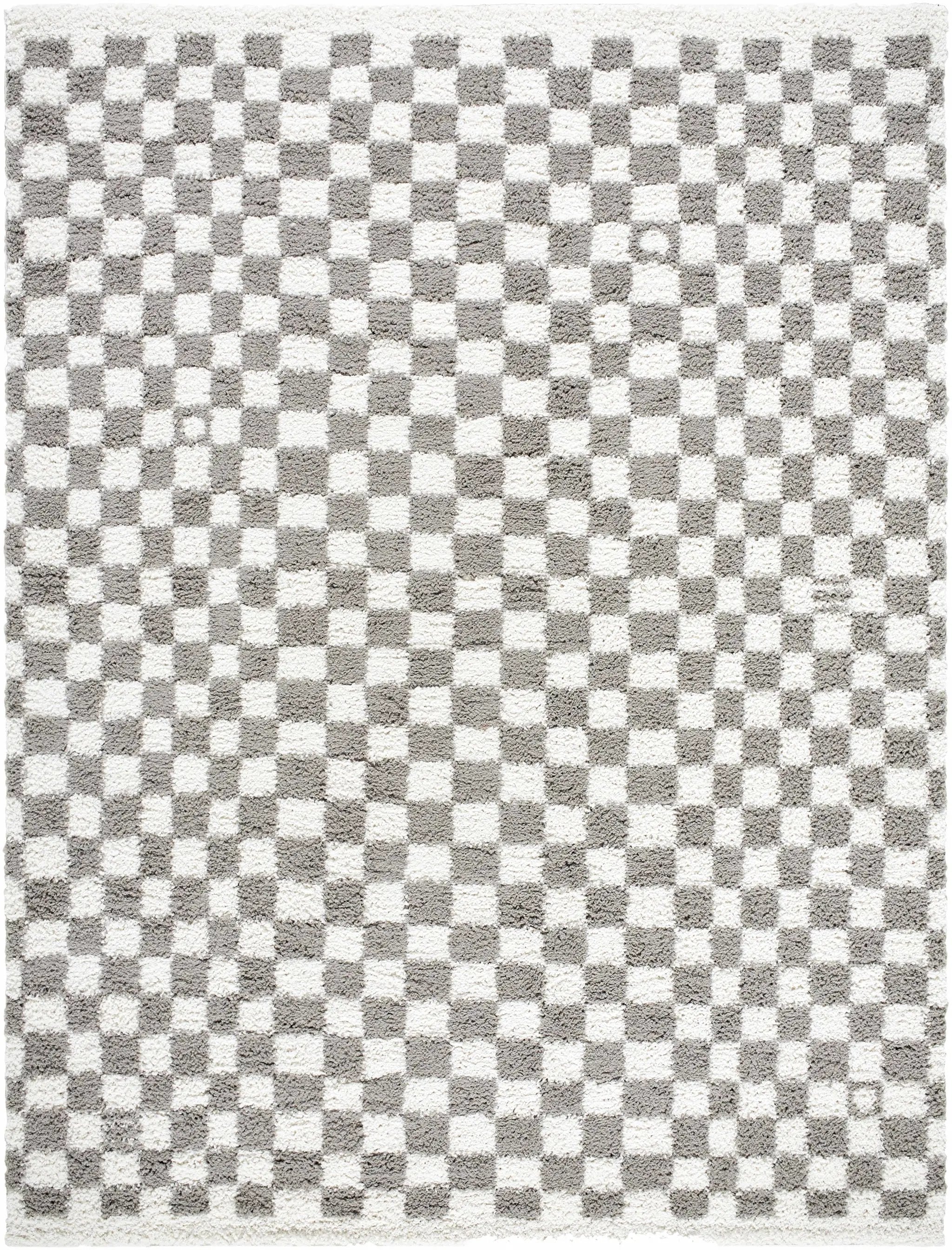 Kieu Taupe Checkered Plush Rug by Boutique Rugs