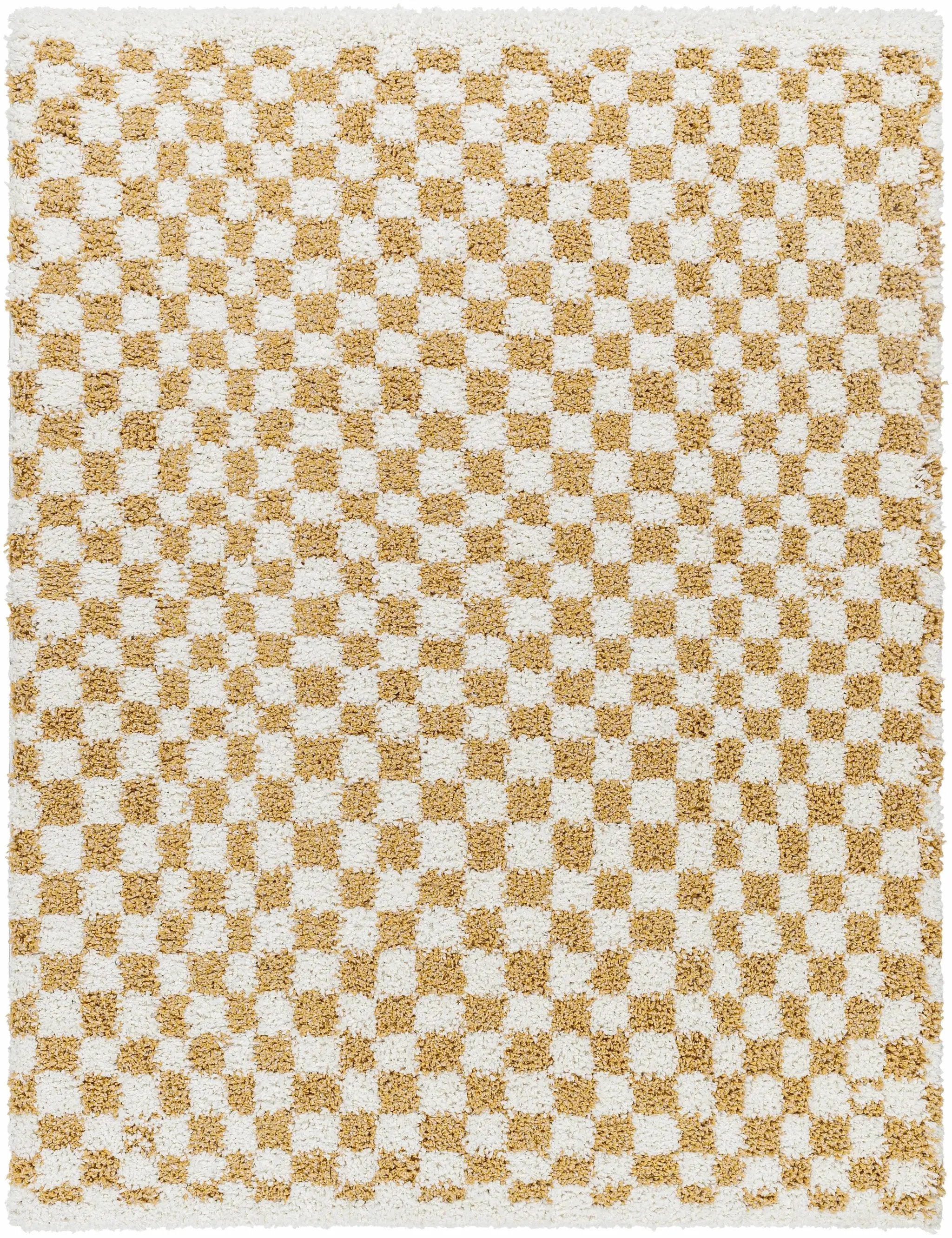 Kieu Mustard & Ivory Checkered Area Rug by Boutique Rugs