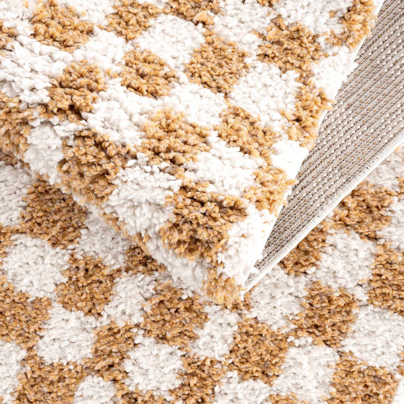 Kieu Mustard & Ivory Checkered Area Rug by Boutique Rugs