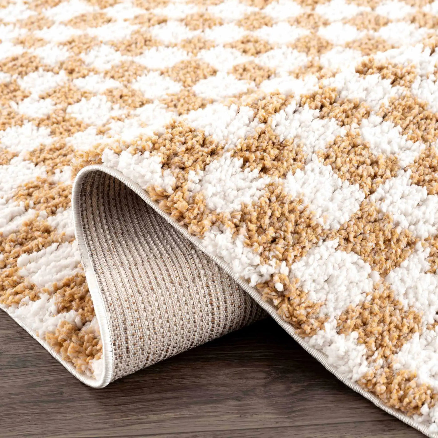 Kieu Mustard & Ivory Checkered Area Rug by Boutique Rugs