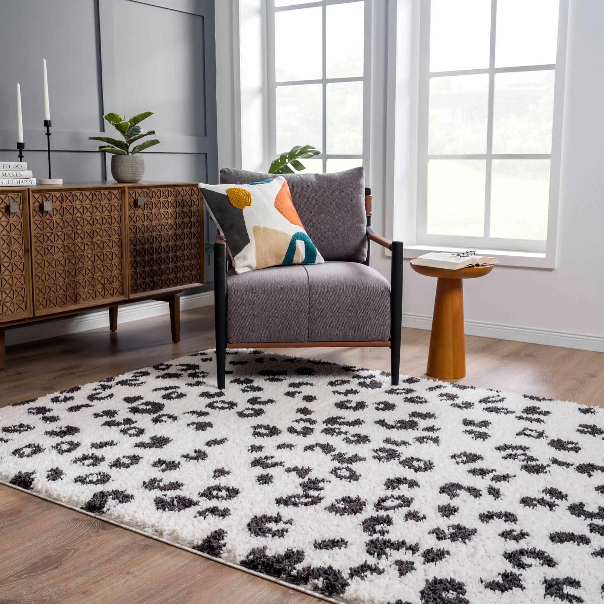 Zhen Black Spots Leopard Rug - Clearance by Boutique Rugs