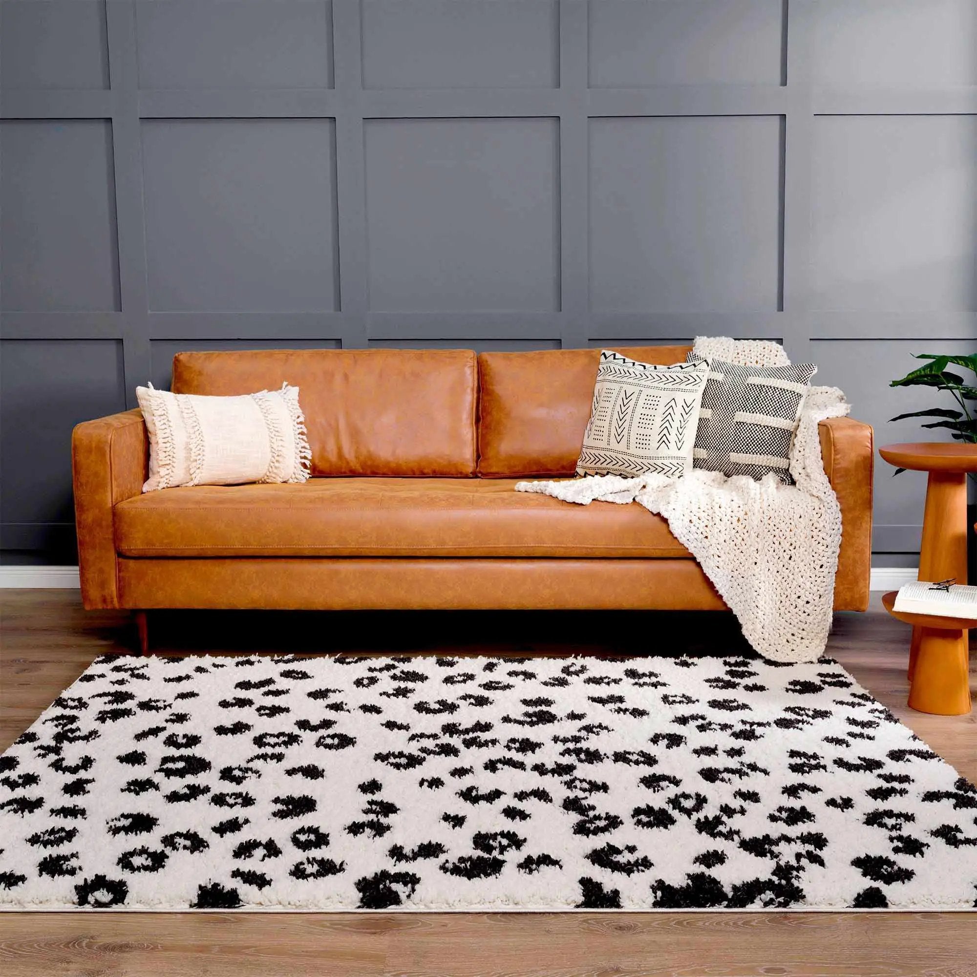 Zhen Black Spots Leopard Rug - Clearance by Boutique Rugs