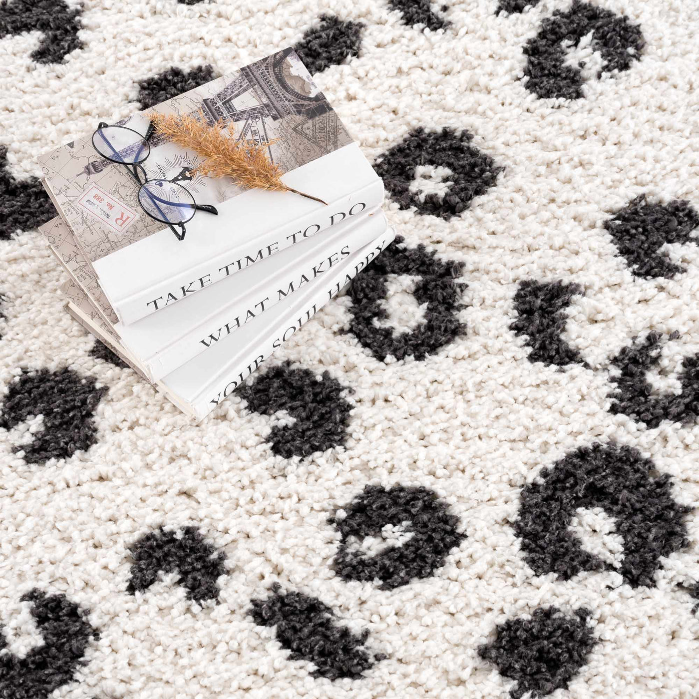 Zhen Black Spots Leopard Rug - Clearance by Boutique Rugs