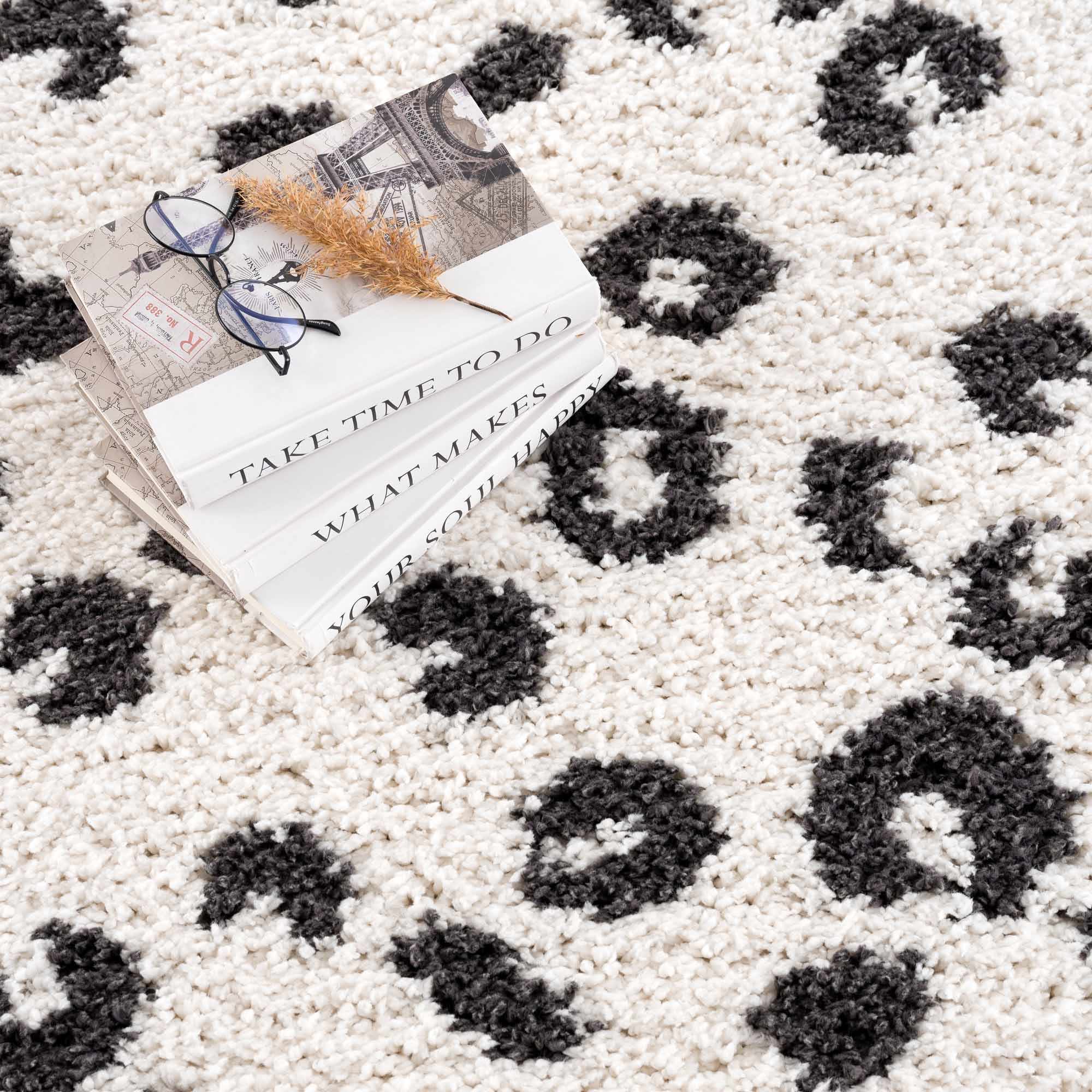Zhen Black Spots Leopard Rug - Clearance by Boutique Rugs