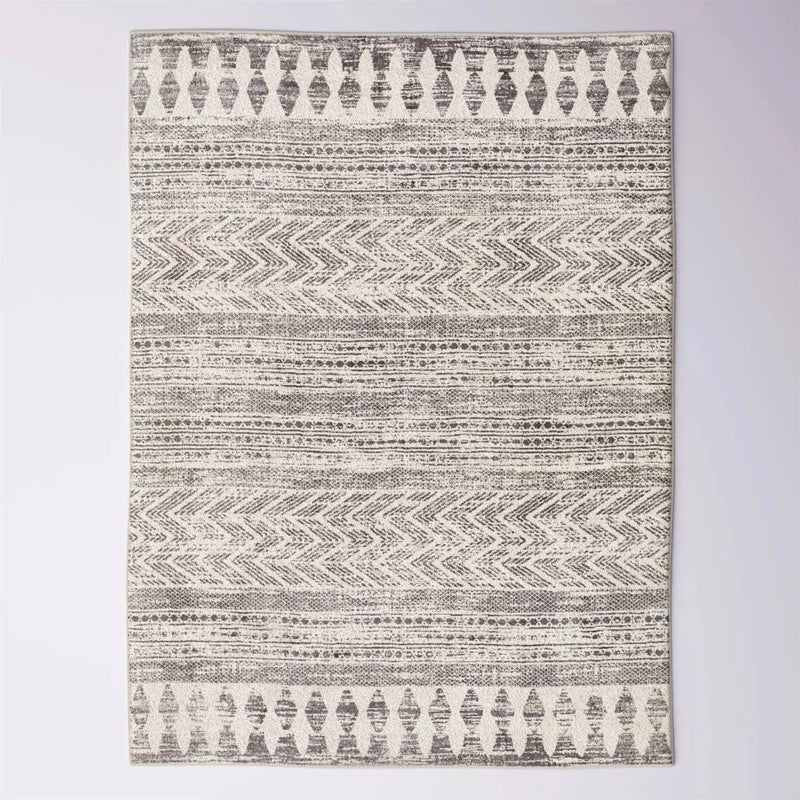 6.6-ft. x 9-ft. Grey Ivory Chevron Stripe Geometric Boho Style Area Rug by HomePacific