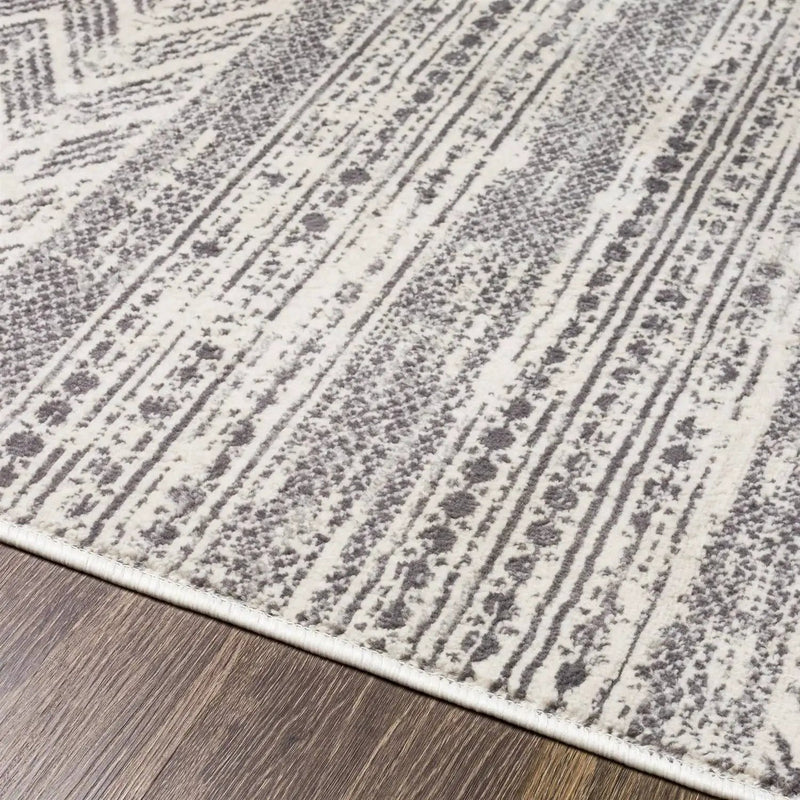 6.6-ft. x 9-ft. Grey Ivory Chevron Stripe Geometric Boho Style Area Rug by HomePacific
