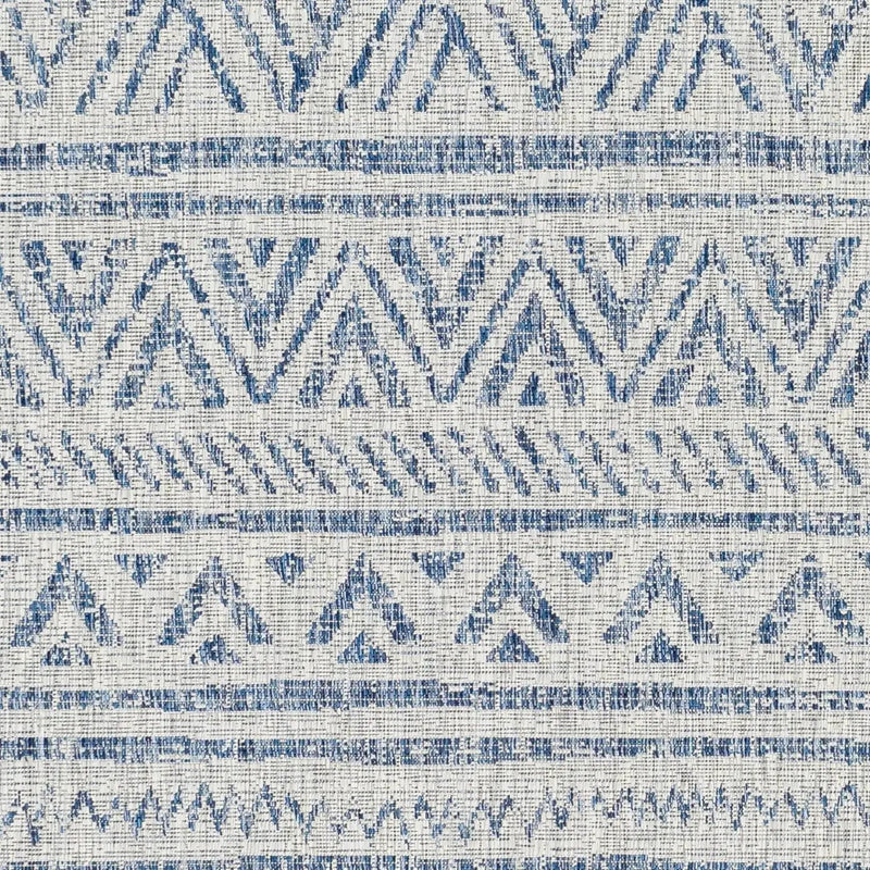 6.5 ft. x 9 ft. Blue Grey Chevron Coastal Boho Style Indoor Outdoor Area Rug by HomePacific