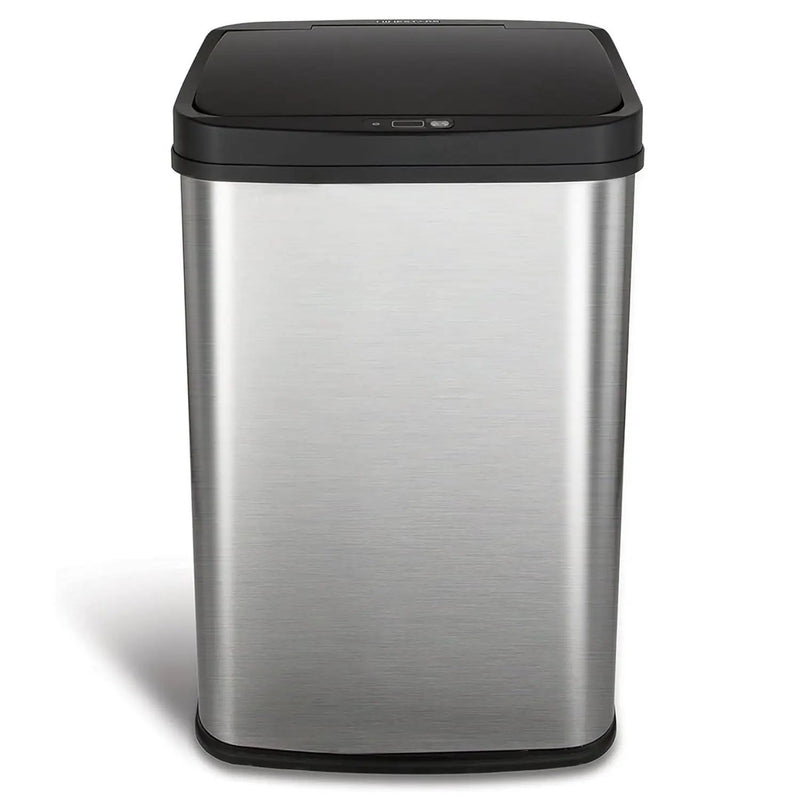 Silver/Black 13-Gallon Stainless Steel Kitchen Trash Can with Motion Sensor Lid by HomePacific