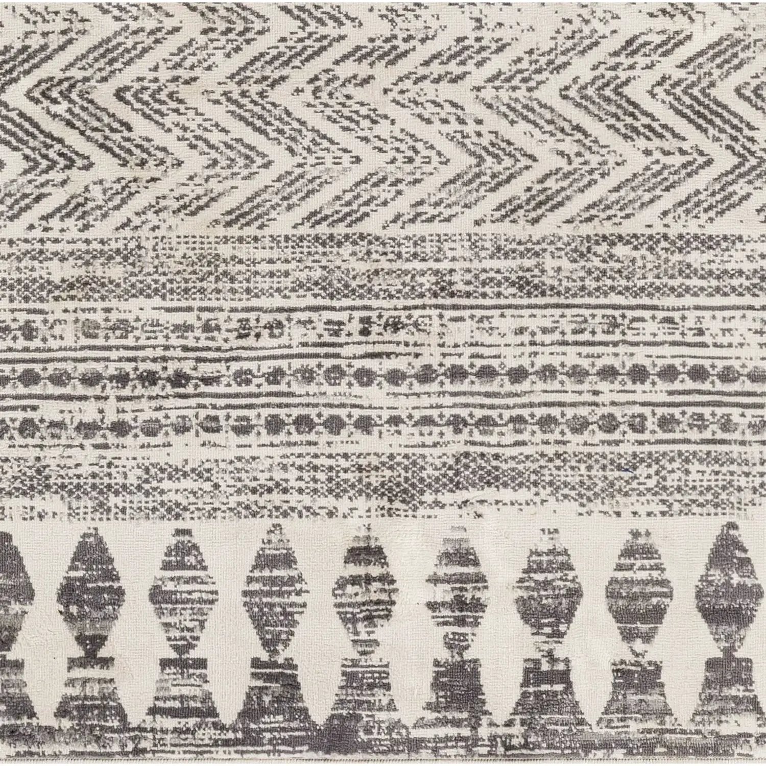 8-ft. x 10-ft. Grey Ivory Chevron Stripe Geometric Boho Style Area Rug by HomePacific
