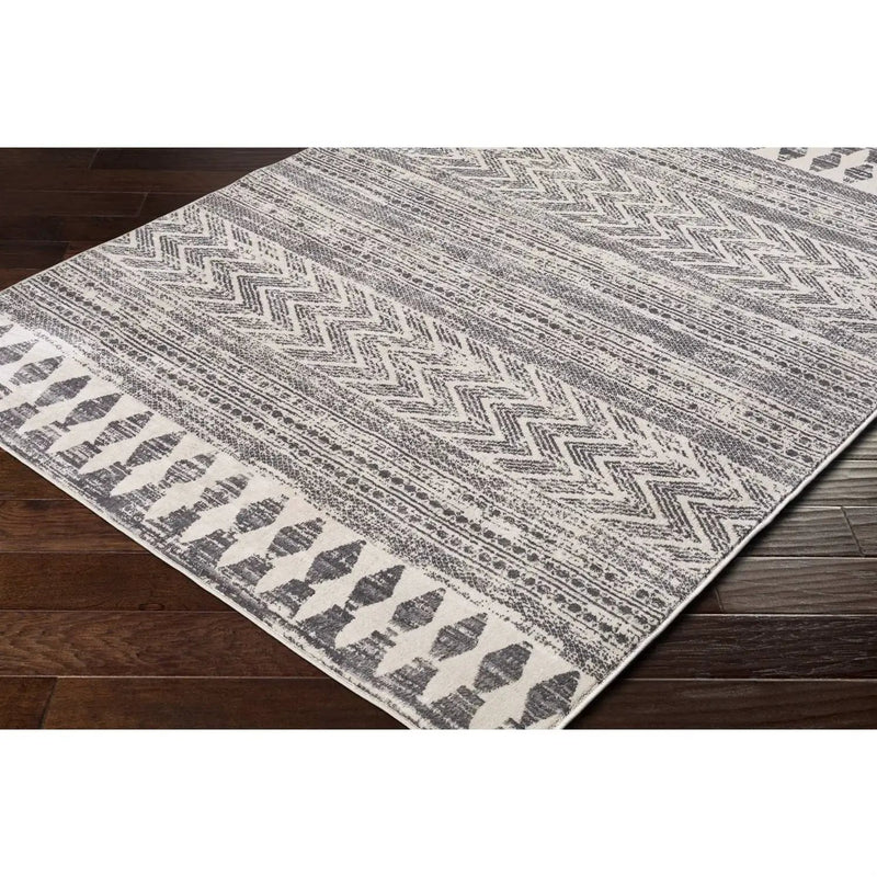 8-ft. x 10-ft. Grey Ivory Chevron Stripe Geometric Boho Style Area Rug by HomePacific