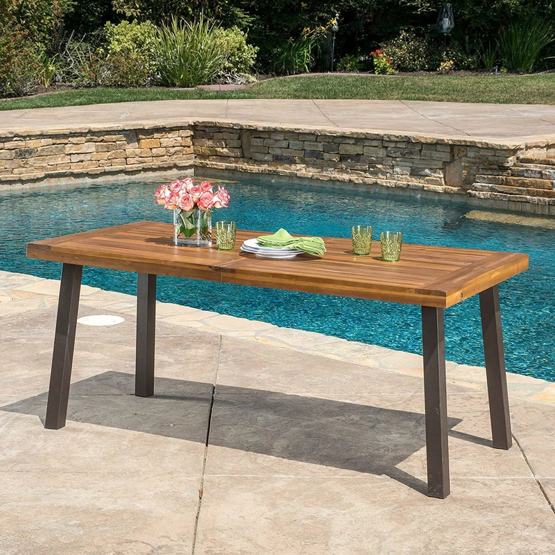 Acacia Wood 69 x 32 inch Outdoor Patio Dining Table in Teak Finish by HomePacific