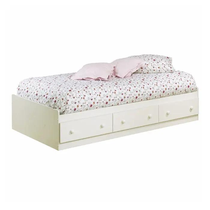 Twin size Platform Bed with 3 Storage Drawers in White Finish by HomePacific