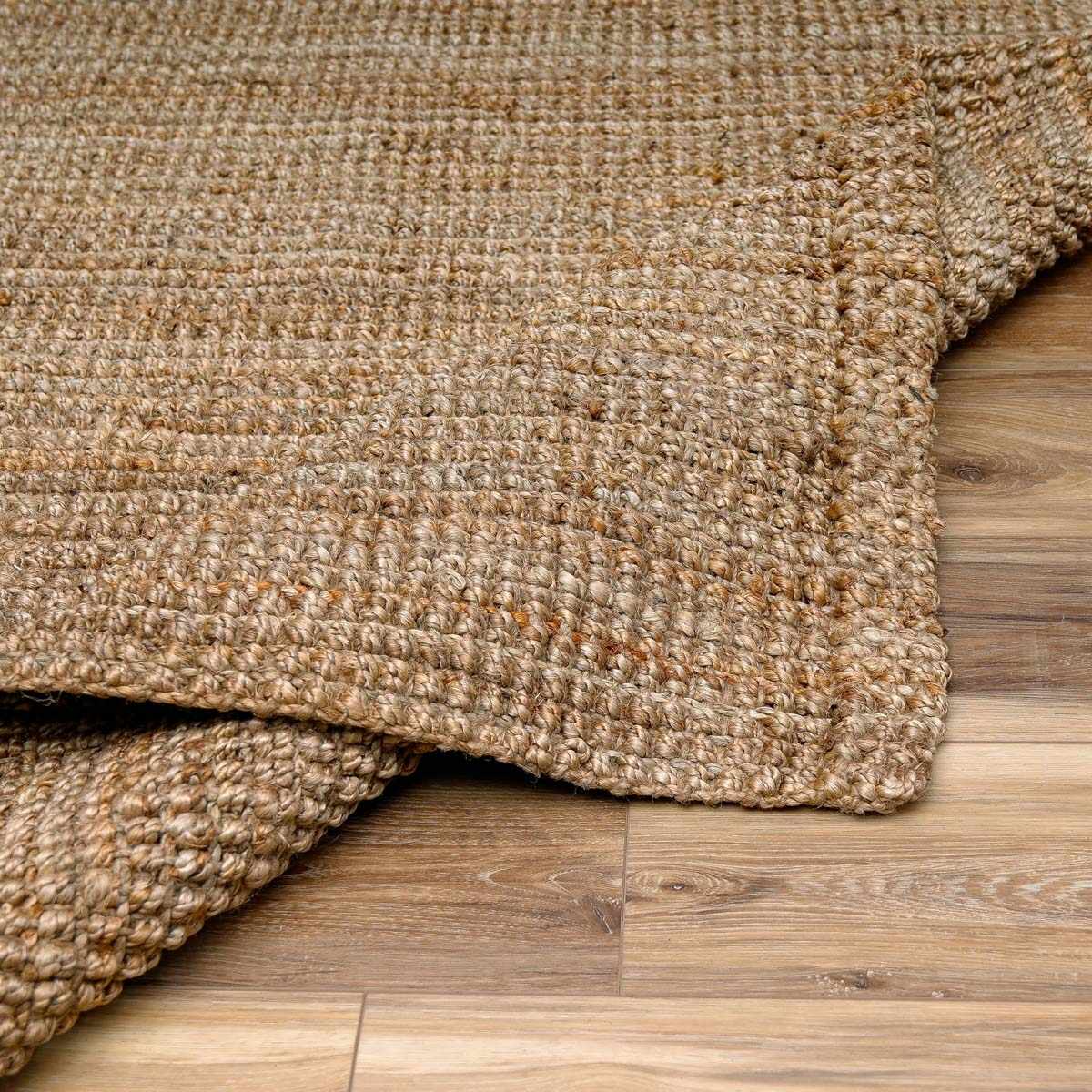 Ambel Chocolate Brown Camel Jute Area Rug by Boutique Rugs