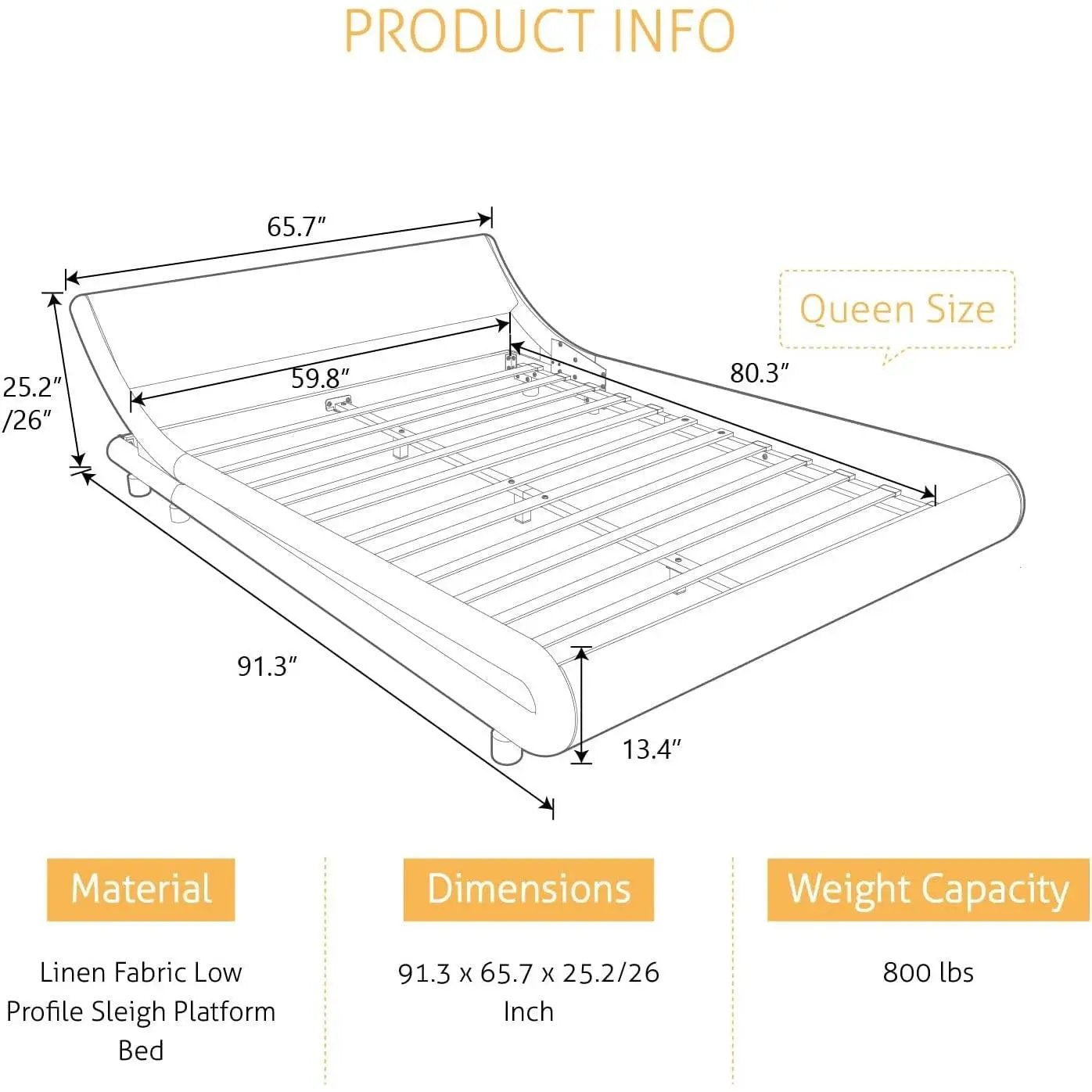 Queen Modern White Faux Leather Upholstered Platform Bed Frame with Headboard by HomePacific