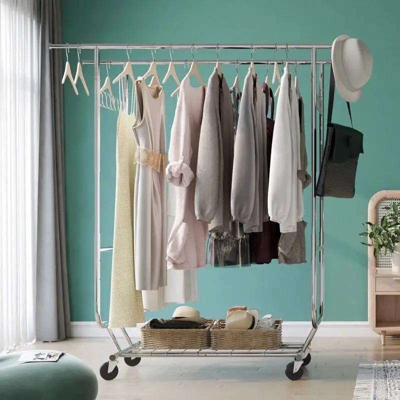 Heavy Duty Double Bar Clothes Garment Rack on Wheels - 600 lbs Capacity by HomePacific