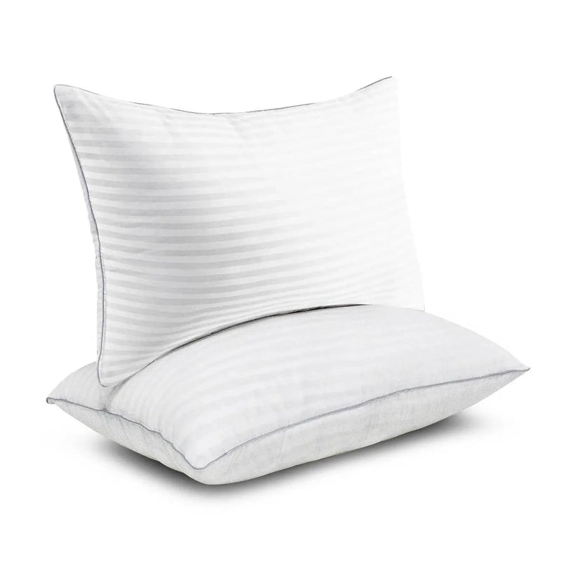 Set of 2 Machine Washable Down Alternative Bed Pillow with Cotton Cover - Queen by HomePacific