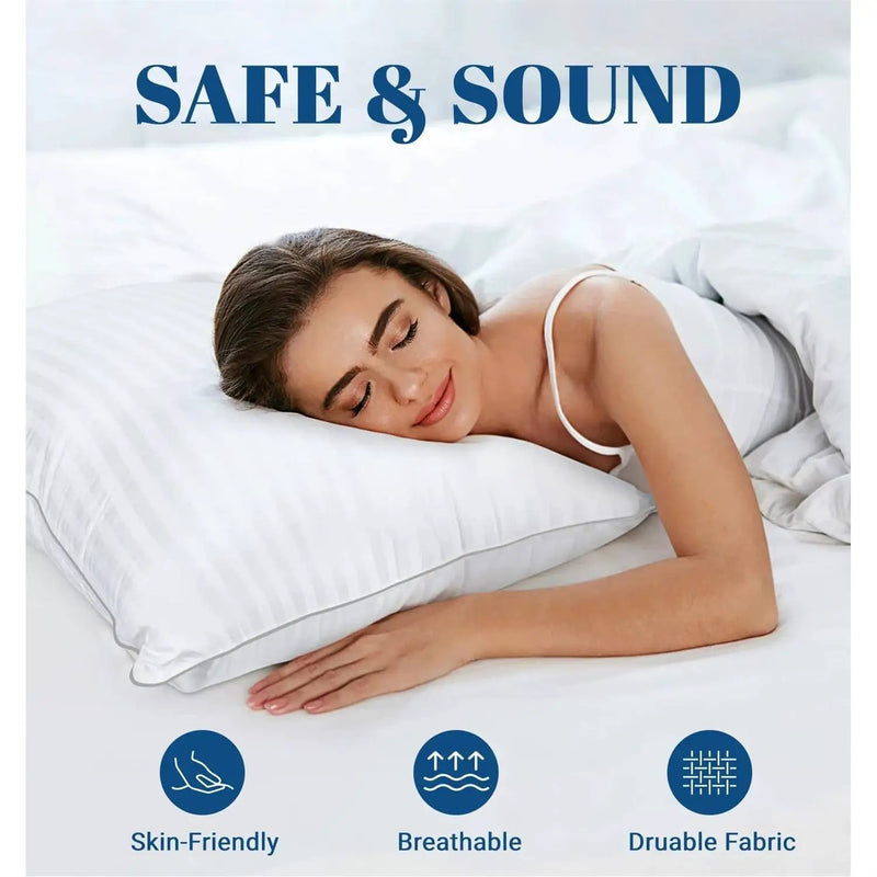 Set of 2 Machine Washable Down Alternative Bed Pillow with Cotton Cover - Queen by HomePacific
