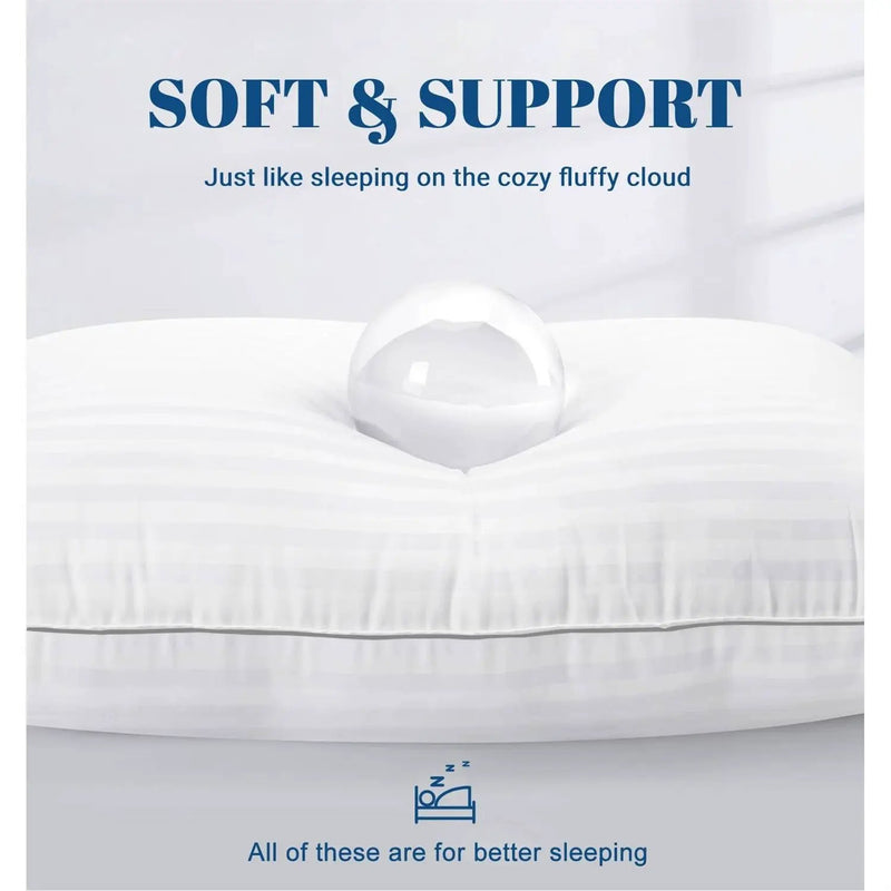 Set of 2 Machine Washable Down Alternative Bed Pillow with Cotton Cover - Queen by HomePacific